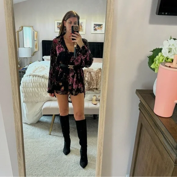 Nasty Gal Devore Oversized Sheer Floral Shirt Dress - Picture 6 of 14